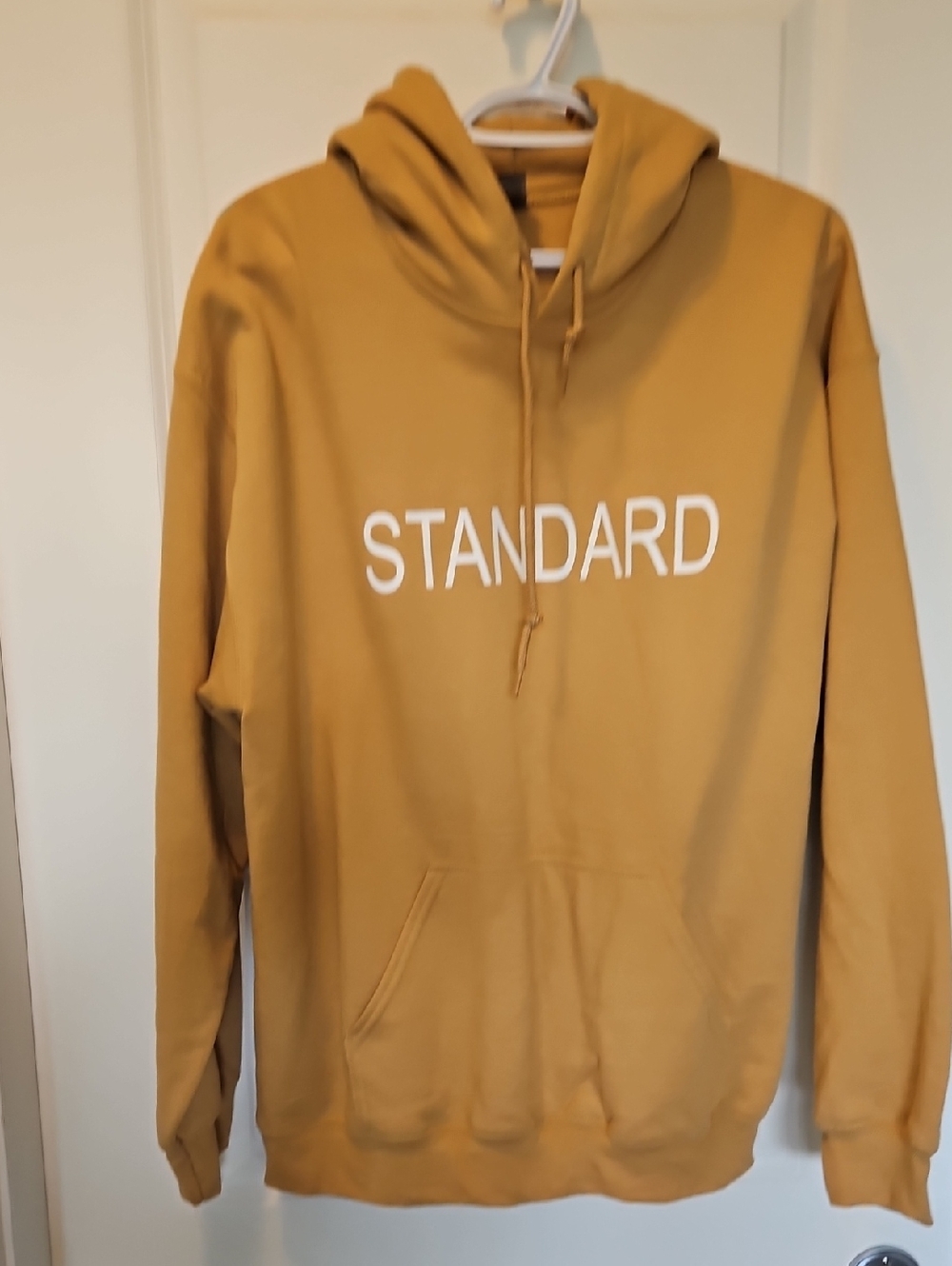 Gildan Men's Crewneck Hoodie Toffee with White STANDARD Logo